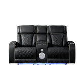 Hephaestus Modern Style Upholstery Recliner Loveseat Made with Wood & Massage Function Included-Black
