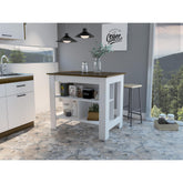 Crest 3-Shelf Kitchen Island White and Walnut