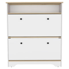 Planet 2-Shelf Shoe Rack Light Oak and White