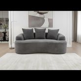 65.35" Curved Loveseat Sofa with Pocket Spring Cushions for Soft Seating, Small Space Couch with 3 Throw Pillows, No Assembly Needed, Grey