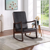 Aegisthus Dark brown Synthenic Leather & Espresso Finish Rocking Chair