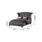 PROMETHEUS King 5 Pc Upholstery Bedroom Set Made With Wood in Gray