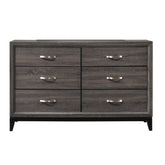 1pc Contemporary 6-Drawer Dresser Gray Finish Wooden Bedroom Furniture