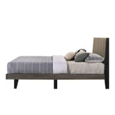 Neptune Brown Fabric & Weathered Gray Finish Queen Bed