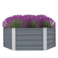 Raised Garden Bed Grey Galvanized Steel 50.8x50.8x18.1 in