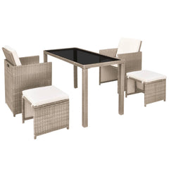 Outdoor Dining Set Grey Poly Rattan Medium Foldable