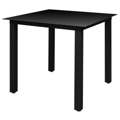 Garden Dining Set Black Powder-coated aluminum, textilene, glass