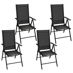 Garden Dining Set Black Powder-coated aluminum, textilene, glass