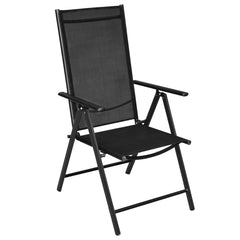 Garden Dining Set Black Powder-coated aluminum, textilene, glass