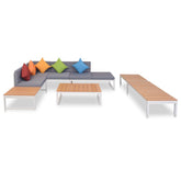 Patio Furniture Set Set of 5 White and brown Aluminum and WPC