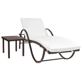 Sun Lounger Set of 3 Brown PE rattan Standard Sun Lounger