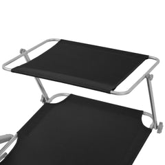 Sunlounger Black Powder-coated steel Medium Foldable