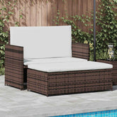 Outdoor Furniture Set Brown PE Rattan 2-seater Modular