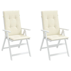 Highback Chair Cushion Set of 2 Cream Polyester, Foam fiber