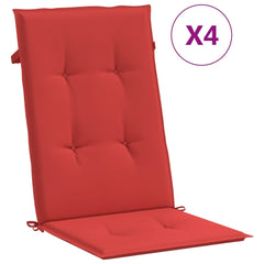 Highback Chair Cushion Set of 4 Red 100% Polyester