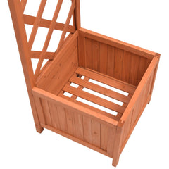 Solid wood rose arch with lattice trellis and built-in planters, weather-resistant finish.