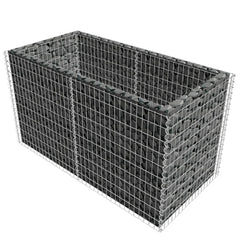 Silver galvanized steel gabion raised garden bed, 70.9x35.4x39.4 inches, with mesh grid.