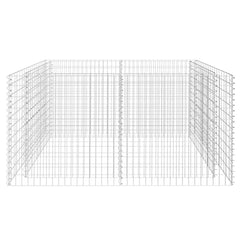 Silver galvanized steel gabion raised garden bed, 70.9x35.4x39.4 inches.