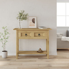 Console Table Brown Solid waxed pinewood 36.6 x 13.6 x 28.7 in