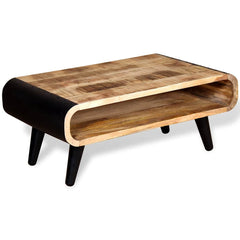 Coffee Table Brown and black Solid rough mango wood and iron Medium