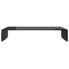 TV Stand Black Tempered Glass, Plastic Modern TV Stand