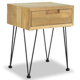 Bedside Table Natural wood Recycled solid teak, wrought iron Small