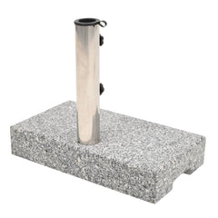 Gray granite rectangular parasol base with stainless steel pole, 55.1 lb.