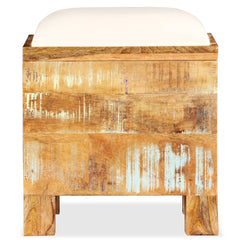 Storage Chest Brown with a White Seat Solid Reclaimed Wood, Cotton