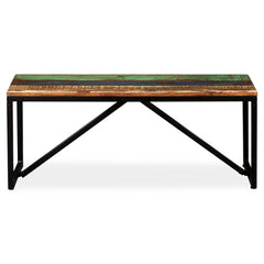 Bench Multicolour Solid reclaimed wood, steel 43.3 x 13.8 x 17.7 in