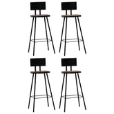 Bar Chair Set of 4 Dark Brown, Black