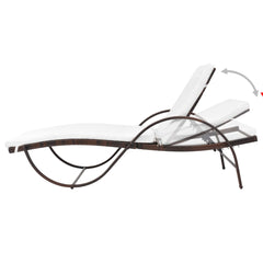 Sun Lounger Set of 5 Brown Powder-coated steel, PE rattan Large