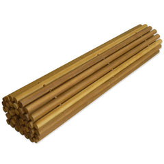 A bundle of rolled acacia wood slats for a 31.5x19.7 inch non-slip bath mat.