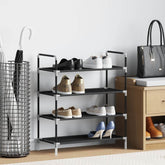 Shoe Rack Black Metal Standard Shoe Rack Rectangular
