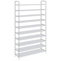 Shoe Rack Silver Metal, Plastic, Non-Woven Fabric Large