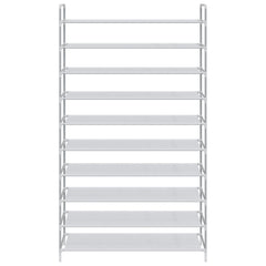 Shoe Rack Silver Metal, Plastic, Non-Woven Fabric Large