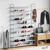 Shoe Rack Silver Metal, Plastic, Non-Woven Fabric Large