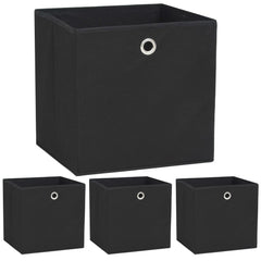 Storage Box Pack of 4 Black Non-woven fabric (Polyethylene: 100%)
