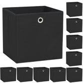 Storage Box Set of 10 Black Non-woven fabric, Polypropylene