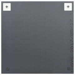 A square, frameless glass wall mirror with mounting hardware in the top corners.