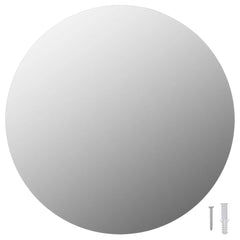 15.7-inch round glass wall mirror with screw mount.