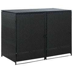 Trash Can Shed Black PE rattan, Powder-coated steel Large Durable