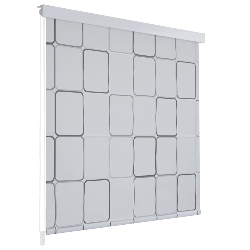 White EVA shower roller blind with square pattern design, sized 31.5x94.5 inches.