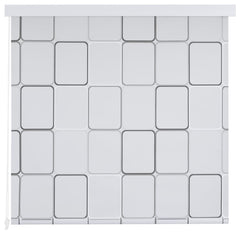 White EVA shower roller blind with square pattern design, size 31.5x94.5 inches.
