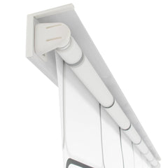 White EVA shower roller blind in 31.5x94.5 inch square design, mounted on rod.