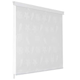 White roller blind with subtle sea star and shell pattern, sized 31.5x94.5 inches.