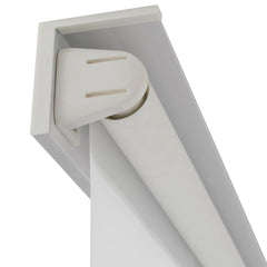 White roller blind with sea star pattern, mounted on aluminum barrel, 31.5x94.5 inches.