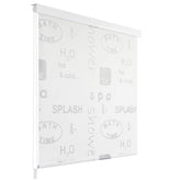 White roller blind with splash design featuring bath time motifs, sized 39.4x94.5 inches.