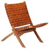 Chair Brown Real goat leather, Solid acacia wood Standard size