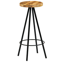 Bar Stool Set of 2 Natural wood and black