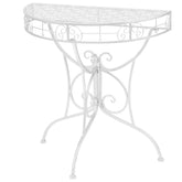 Side Table Silver Metal 28.3x14.2x29.1 in Decorative Inlays